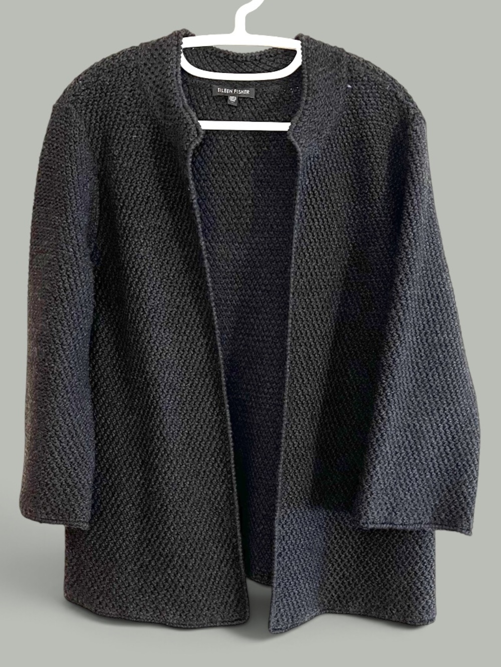 Eileen Fisher Merino Wool Seed Stitch Open Front Cardigan Size M
